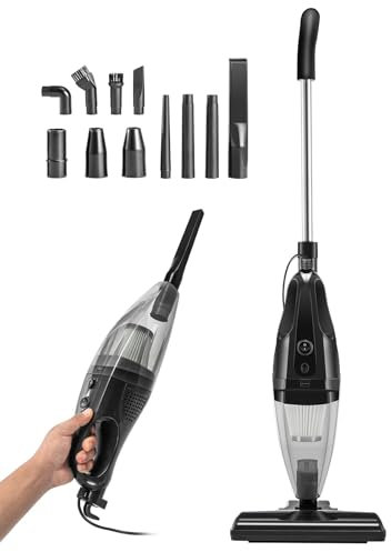 CROWNSHOP 2-in-1 Corded Vacuum Cleaner | 1000W Powerful Upright & Handheld Hoover | HEPA Filter | Lightweight for Carpets & Hard Floors | Hair Tools (Grey)