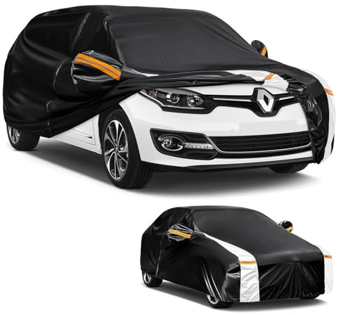 Car Cover Custom Fit for Dacia/Renault Duster(2010-2025), Car Covers for Outside Storage Waterproof Breathable, Full Cover Outdoor All Weather Protection Rain Sun Dust with Zip and Cotton(Black)