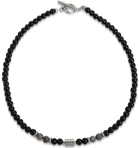 XENQITO 1Pcs Herren Perlenkette mit Armband Set Tigerauge Obsidian Hämatit kette Natürliche Edelstein Heilsteine Amulett Spirituelle Geschenk für Mann Frauen