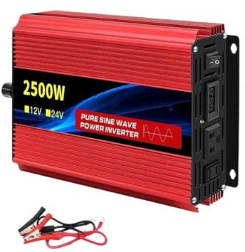 Transformateur Onduleur Sinusoïdal Pur 12 V/24 V vers 110 V CA 60 Hz Convertisseur Tension Portable pour Voiture 6000 W avec LED Onduleur(24V 60HZ,2500W_USA)