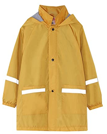 Generisch Poncho de pluie pour enfant - Siège de vélo - Veste de pluie avec bouton - Coupe-vent - Manches longues - Sweat à capuche - Trench - Montre analogique, jaune, 8 ans