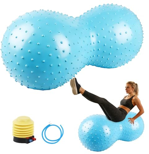 Mineup Yoga Ball, 90 x 45 cm Exercise Ball, Yoga Peanut Ball with Air Pump, Peanut Ball for Children, Anti-Burst Peanut Massage for Balance Air Pump, Gymnastics Balls, Yoga Ball, Pilates