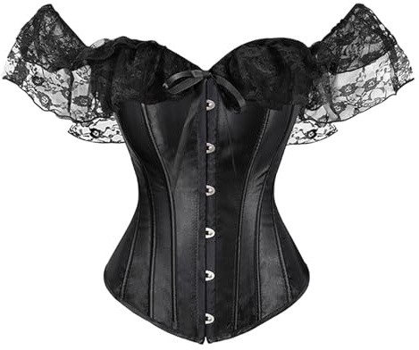 Generico Bustino Corsetto Donna Corsetti Top Gotico retrò Disossato Cuore Stringivita Modellante Pizzo Bustier con Coulisse Gioco Pirata