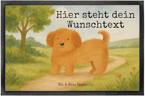 Mr. & Mrs. Panda Individuelle Fußmatte Hund Flauschig Design 50 x 75 cm - Geschenk, Fussmatte personalisiert, Hunde, Frauchen, Sprüche, personalisierbar, mit Namen, Witzig, Personalisierte, Name