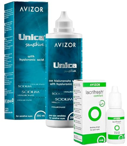 Solución Única Sensitive 350ml + Lágrimas Artificiales Comfort 15ml para Lentillas y Ojos Secos