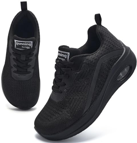 Wide Fit Womens Trainers Arch Support Plantar Fasciitis Orthopedic Shoes Lightweight Ladies Trainers Comfortable Running Shoes Mesh Breathable Non Slip Sneakers All Black 5.5 UK