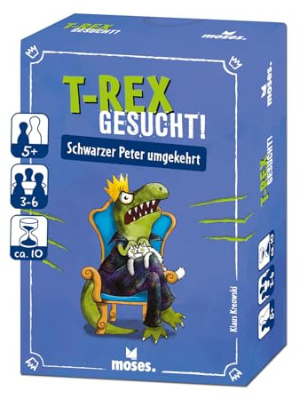 Moses T-rex eftersökt! – Kortspel för barn från 6 år, svart peter gånger annorlunda, 3–6 spelar*inuti, ca. 10 minuters speltid, med samlarfigur