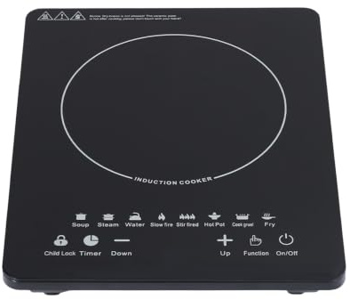 Portable Induction Burner Single Induction Hob 1450W Lcd Display Automatic Pot Detection and Automatic Shutdown for Home and Camping Use, Multiple Power Levels with 3-Hour Timer Adjustable Temperature