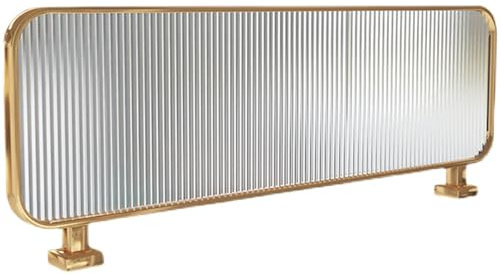 Glastisch-Trennwand mit goldfarbenen Streifen, 120 cm, gehärtetes Glas, mit Edelstahlrahmen, dekorative Halbwand für Restaurants, Cafés und moderne Essbereiche (1 Stück)
