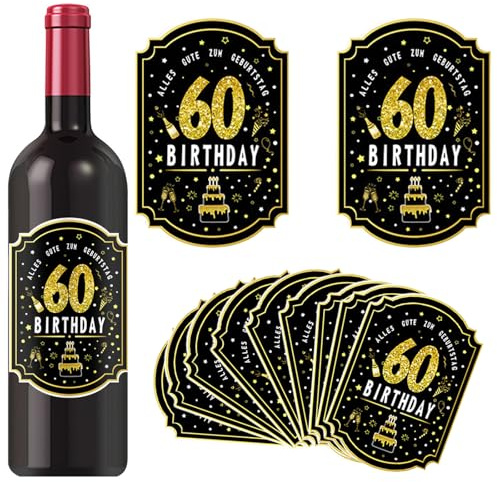 24 Etichette per Bottiglia di Vino 60 Anni Compleanno, Adesivi Bottiglia Vino Auguri per Decorazioni Festa 60 Anni Uomo Donna, Gadget Regalo Originale per Anniversario 60 Anni