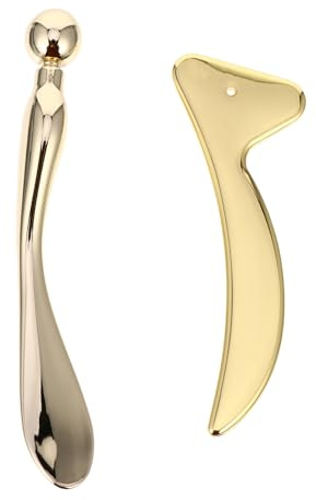 Lurrose Espátula de Metal para Crema Facial y Masaje Ocular, 2 Piezas (aplicador y Tabla Raspadora), Herramienta para Cuidado Facial y Reducción de Hinchazón, Apta para Todo Tipo de Piel,