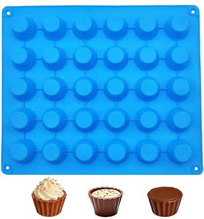 duoyif Silikonform Schokolade 30 Löcher 3,3x1,5cm Pralinenform Muffinform | Mini Kleine Runde Form, BPA-freie Antihaft Silikon Backform für Schokolade, DIY Pralinen, Süßigkeiten, Cupcakes & Desserts
