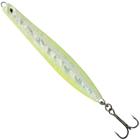 Savage Gear - Esca Seeker ISP cucchiaino a forma di trota di mare, per pesca costiera di trote, lucci, merluzzi, ecc., Fluo UV Green Yellow, 9.8cm / 23g