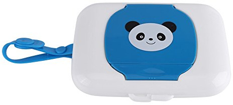 Zerodis Feuchttücherbox Baby Feuchttücher Panda Kasten Wet Tissue Case für Outdoor Reise Tragbar Wiederverwendbar(White + Blue)