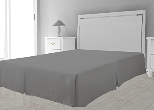Intemporel Cache sommier Microfibre, Polyester, Gris, 140x190 cm