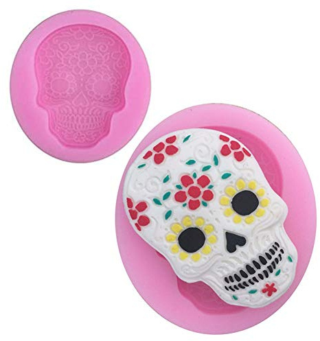DUBENS 2 moldes de silicona con forma de cráneo para hornear fondant, resina, dulces, chocolate, galletas, mejor para el día de los muertos