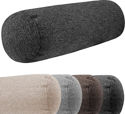 Monsera Extra Lange Nackenrolle - 19x65 cm, weich u. formstabil, fein melierter Bezug, Füllkissen aus flauschigem Schaumstoff, hochwertiges Nacken- u. Beinkissen, für Bett und Couch (Anthrazit)