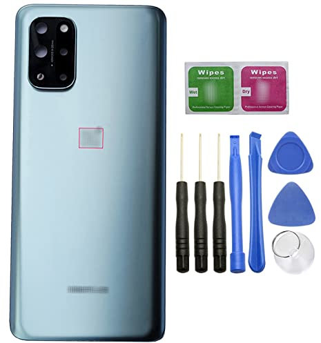 Ubrokeifixit Für OnePlus 8T Gehäuse-Rückwand Glas-Türabdeckung für OnePlus 8T 16,6 cm (nicht für 8 16,6 cm, nicht für 8 Pro 17,2 cm) (8T 16,6 cm/Silber/Kameralinse).