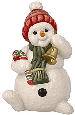 Goebel X-Mas Schneemann-Figur Leiser Glockenklang aus Porzellan mit einem Swarovski-Stein Mehrfarbig, Maße: 7cm x 6,5cm x 11,5cm, 66-703-98-1
