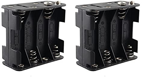 HALJIA 2 Pièces 12V 8 x AA Boîtier de Support de Batterie, 8 x 1.5V 12V Boîte de Rangement de Batterie en Plastique Double Pont Dos à Dos 8 Fentes Boîte de Batterie Noir
