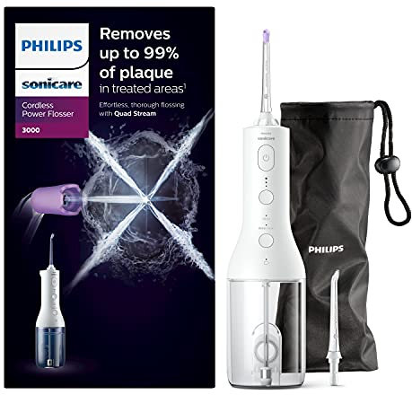 Philips Sonicare Cordless Power Flosser 3000 Oral Irrigator - Water Flosser for Teeth, Gums and Dental Care, White (Model HX3806/31)