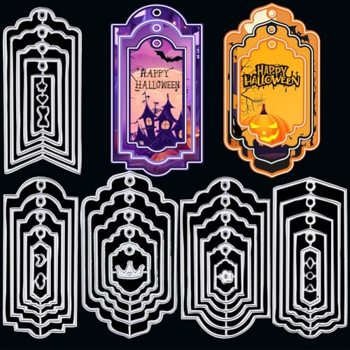 ORIGACH 5 Pack Lesezeichen Metall Stanzformen Tag Rahmen Stanzungen Prägeschablonen Vorlagenform für DIY Scrapbooking Dekorative Papierkartenherstellung