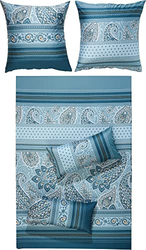 Erwin Müller Bettwäsche Mako-Satin blau Größe 1x 155x220 cm + 1x 80x80 cm