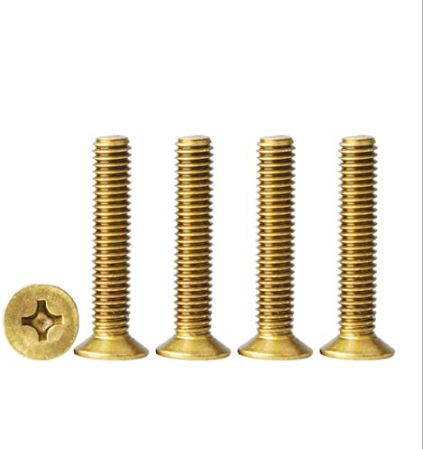 MACHSWON 10PCS M6 Brass Cross Countersunk Head Screws M6*16mm Brass Screw Threaded Flat Head Screws Cross Countersunk Head Copper Screw