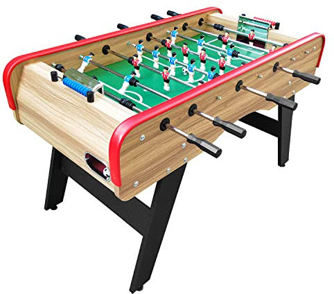 Babyfoot 140cm avec 4 balles incluses, Table Soccer de 2 à 4 Joueurs, Table de Baby-Foot