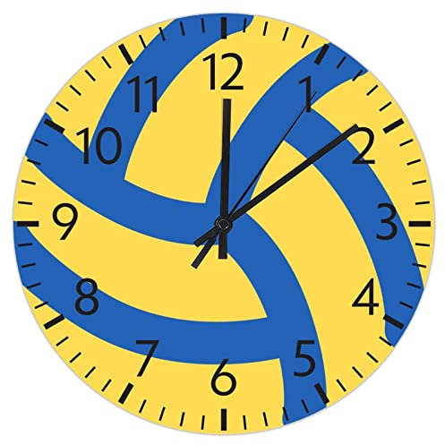 PVC Clock Football Round Wall Clock Sports Fan Round Clock Wall Decor 8.8in Battery Operated Silent Non-Ticking Funny Large Wall Clock for Kitchen Living Room Bathroom Bedroom Office