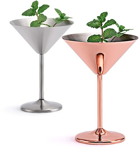 Bafnsiji 2 Pack de 240ml de Acero Inoxidable Martini Copas, Copas de cóctel, Copa de Fiesta de Acero Inoxidable Martini, Copa de Martini Reutilizable, Martini, Cóctel y Whisky