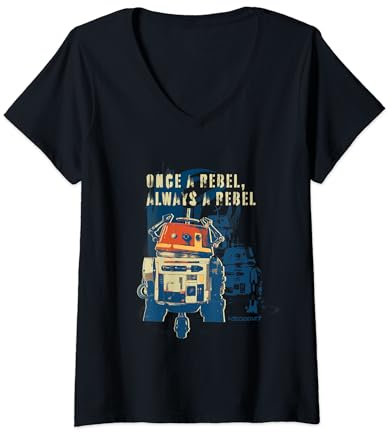 Womens Star Wars Ahsoka Rebels Chopper Once a Rebel Always a Rebel V-Neck T-Shirt