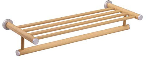 NEECS Toallero Retro rústico para baño Doble, Tablero de Madera de Nogal Macizo, toallero, Organizador de Almacenamiento, Estante para toallero de baño montado en la Pared C 60 cm (B 50