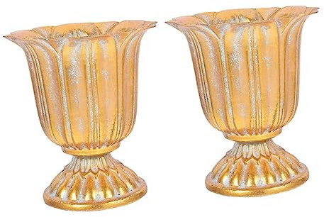 DECHOUS 2pcs Retro Iron Bucket Vase for Decor Vintage Style Iron Flower Pot for Living Garden Decorative Flower Arrangement