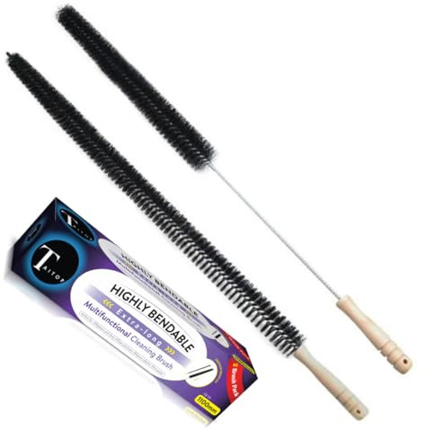 Radiator Cleaner Brush, 2 Pack Brush, Easy Grip Wooden Handle, Multipurpose, Flexible, Thin, For Radiator, Dryer Lint, Washing Machine, Vents, Pipes And Drains, Washable 75cm/ 110cm Long
