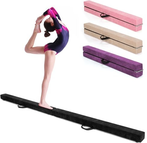 KOMFOTTEU Schwebebalken 210CM, Gymnastikbalken klappbar, Balance Beam Balancierbalken tragbar, balancierbalken rutchfest für Kinder Erwachsene bis 70kg, Gymnastik Balken für Turnen Zuhause (Schwarz)