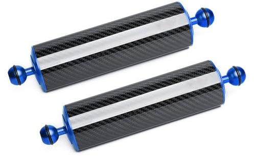 LetonPower Unterwasser-Schwimmarm aus Kohlefaser, für ultraleichten Wasserarm, Dual 1-Zoll-Ballauftrieb, Schwimmarme, Beleuchtungssystem für Tauchtablett (Blau, D60mm, 10)
