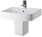 Balterley 520mm Bathroom Sink, Semi Pedestal Ceramic Square Bowl Bathroom Wash Basin Sink with Overflow, 1 Tap Hole, Wall Mounted Basin Sinks for Cloakroom - 520 x 420 x 450mm (White)