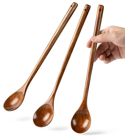 Hefild 3PCS Wooden Spoons for Cooking, 13Inch Large Wooden Ladles for Eating Pasta Mixing Stirring Tasting Baking, Extra Long Handle Spoons for Serving, Big Bulk Cooking Utensils Set (3PCS 13inch)
