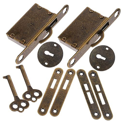 Angoily 2 Satz Vintage Schrankschlösser aus Zinklegierung mit Schlüsseln Antike Kastenschlösser für Schmuckkästchen Holzkisten und Kleine Schränke Diebstahlsicher Bronzefarben Dekorativ