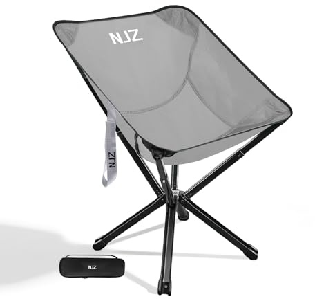 NJZ Campingstuhl 200LBS Campingstuhl Faltbar Stark Robust Leichtgewicht Klappstuhl Camping Leicht Im Freien Schnelle Einrichtung with Tragetasche Faltstuhl Camping für Garten Picknick (Grau, E)
