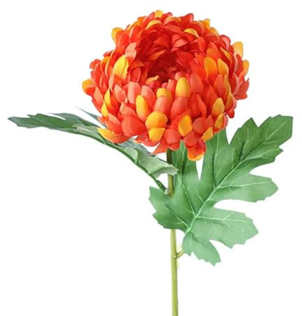 ZYYWAN Künstlicher Chrysanthemen-Zweig, Seide, Melaleuca, großer Blütenkopf, Weihnachten, Zuhause, Blumenarrangement, Dekoration, Foto-Requisiten, Orange