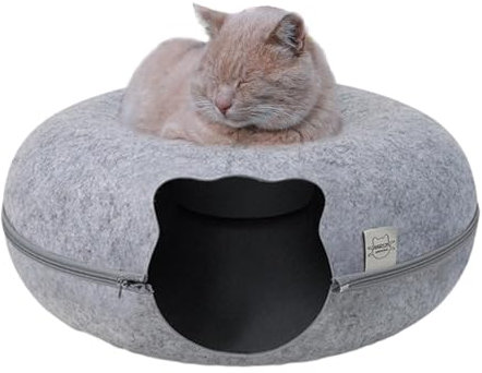 Cat Donut Tunnel - Katzenbett Weicher Filz Katzentunnel | Kissen Katze Donut Spielzeug, Waschbar Große Katzenbett Höhle Donut Katzenhöhle Katzentunnel Abnehmbares Katzenversteck für Innen und Außen