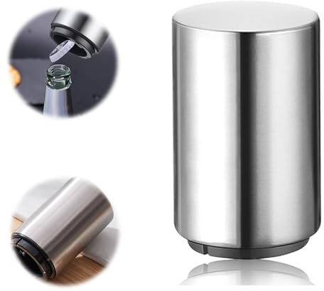 Push Down Beer Bottle Opener,1 PCS Stainless Steel Press Down Magnetic Automatic Magnetic,Weak Hands Beer Lovers Beer Soda Cola Cap Top Bottle Opener Tool Kitchen Gadgets Accessorie