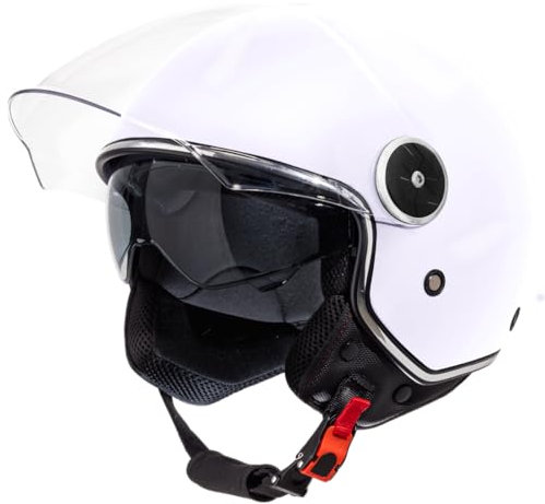 VINZ Tobia Jethelm mit Doppelvisier | Roller Helm mit Sonnenblende | In Gr. XS-XXL | ECE 22.06 Zertifiziert | Motorradhelm mit Visier |Viele Farben Erhältlich - Weiß
