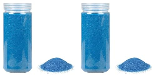 Heku Hochwertiger blauer Dekosand (ca. 750g) I Feine Körnung (0,1-0,5mm) I Wiederverschließbare Dose I Vielseitig für Deko und Bastelarbeiten, Blau (Packung mit 2)