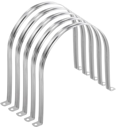 sourcing map Lot de 5 colliers de conduit de 7 7/8 pouces 200mm, collier de tuyau en U M200, sangle de tuyau rigide en acier inoxydable, support en forme de U avec deux trous pour la fixation de tuyau