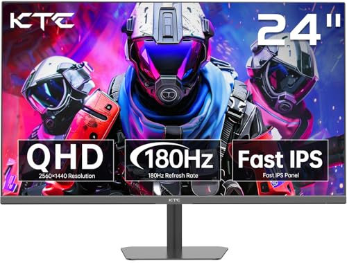 KTC Ecran PC Gamer 24, 180Hz, QHD 2K 2560 x 1440p, Fast IPS 1ms Écrans Gaming, G-Sync & FreeSync Vertical PC Moniteur, HDR10, 126% sRGB, VESA 100x100mm, HDMI 144Hz, DP 180Hz, Q24T09