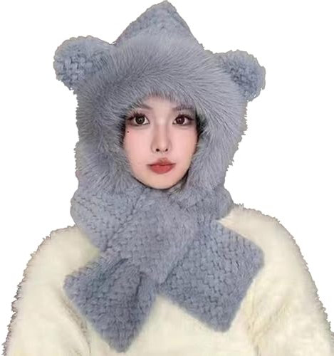 Fuzzy-Mütze, Bärenohren-Mütze | Niedliche Wintermütze, Bärenschal, warme Tiermütze,Plüschmütze, Bärenkostüm, Bärenhaube für Kinder, Frauen, junge Menschen, ältere Menschen, Familie, Freunde, Winter