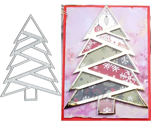 Cut Christmas Tree Frame Metal Dies Die Stencil, Cutting Dies for DIY Scrapbooking Cards, Photo Album Craft Embossing Paper, and Album Card Making